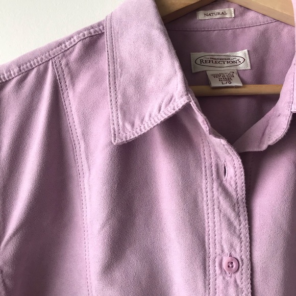 🐝 BNWOT Suede Pastel Purple Shirt Shacket L - Picture 2 of 7